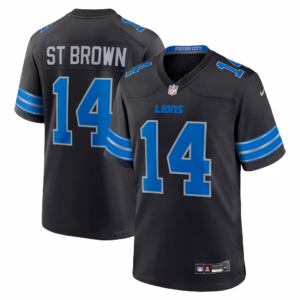 amon ra st. brown detroit lions nike 2nd alternate game jersey black