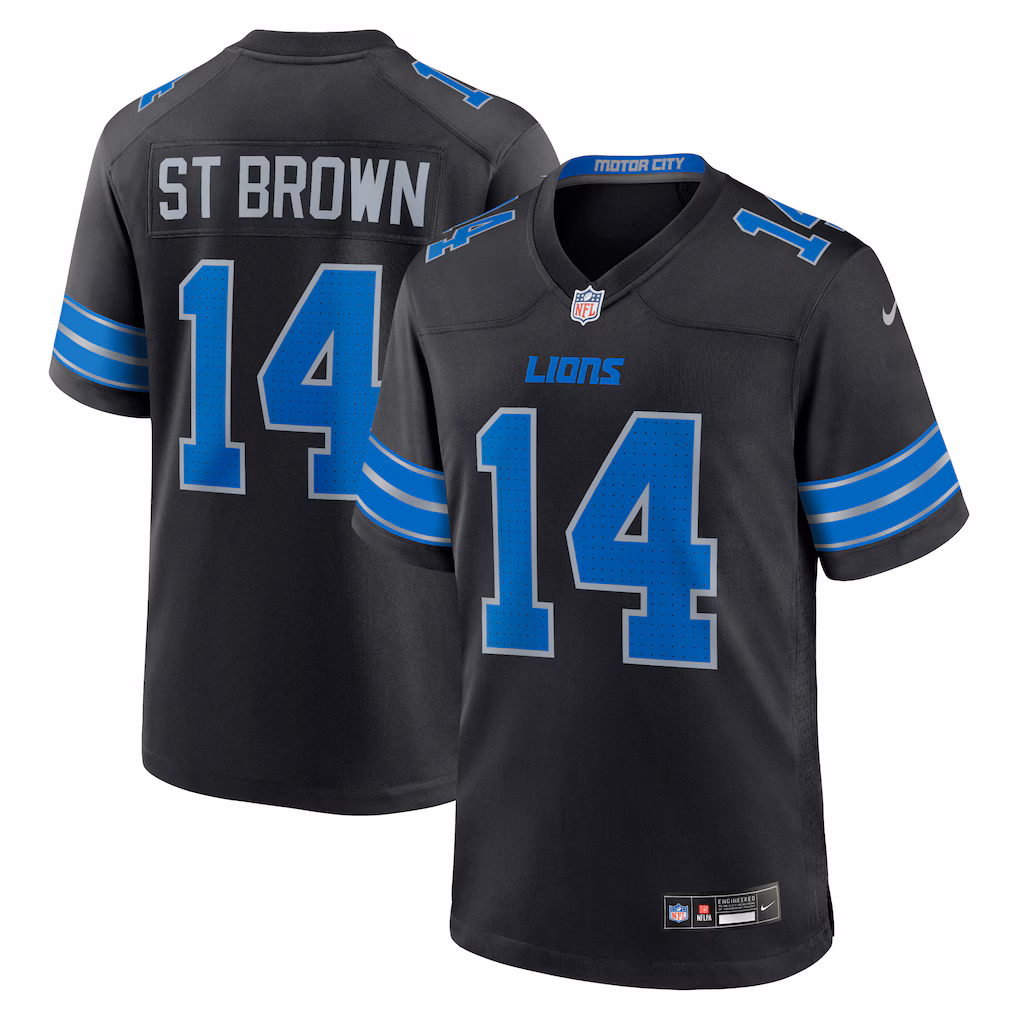amon ra st. brown detroit lions nike 2nd alternate game jersey black