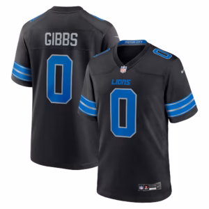 jahmyr gibbs detroit lions nike 2nd alternate game player jersey black