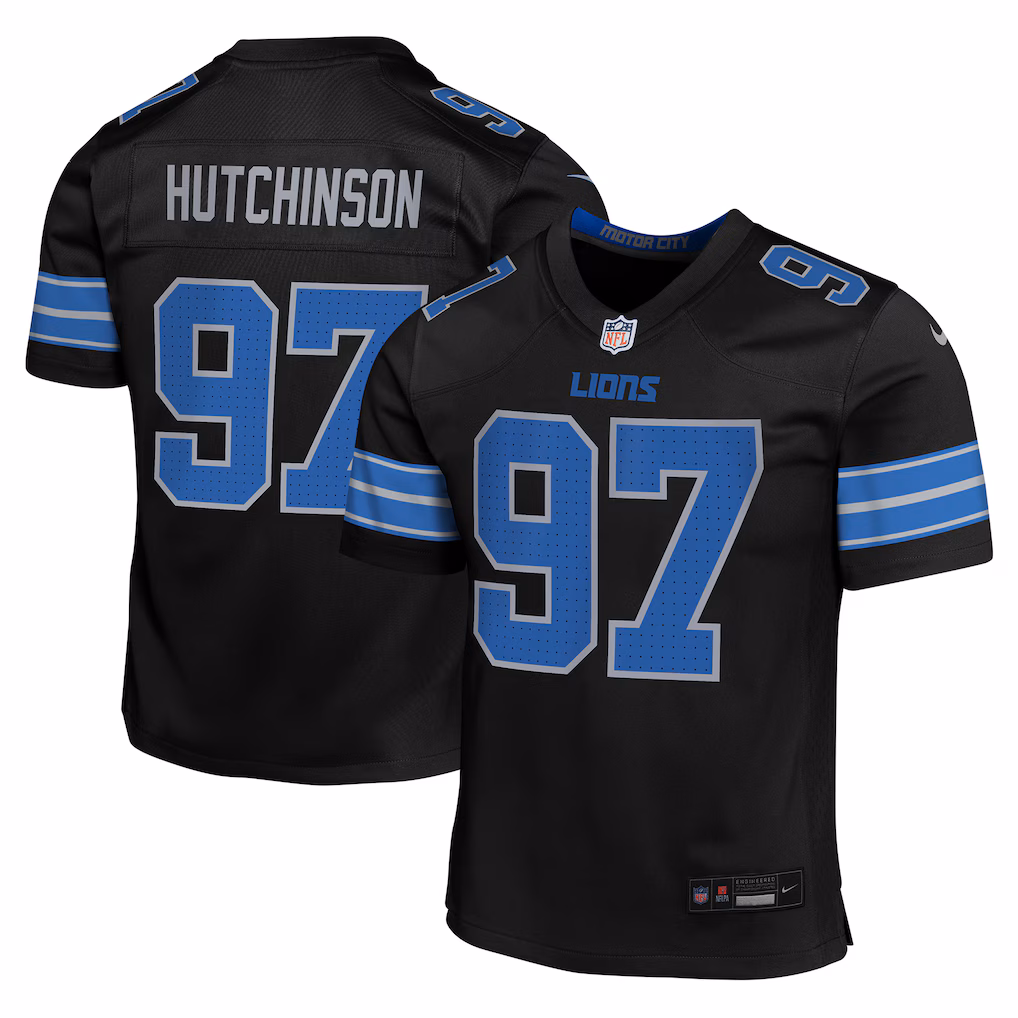 youth nike jameson williams black detroit lions game jersey (copy)